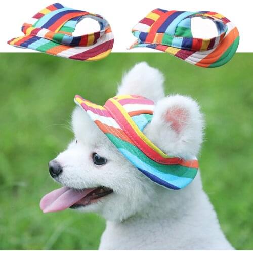Dog Cap With Ear Holes for Small Dogs Canvas Cap Dog Baseball Beach Visor Hat Puppy Outdoor Cap Headdress Accessories Dog Caps 4