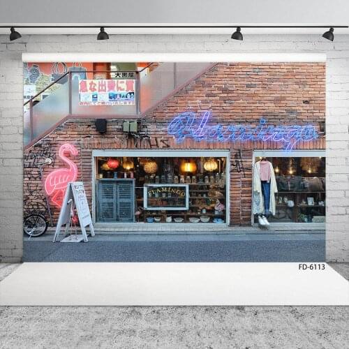 Brick Wall Shops Street Signature Photography Background Custom Backdrops for Children Baby Portrait Photoshoot Photo Studio