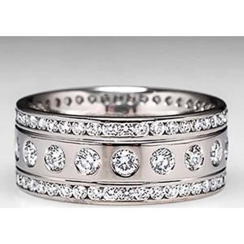 Huitan Simple Design Womens Ring with Full Crystal Cubic Zirconia Bling Bling Wedding Engagement Accessories New Trendy Jewelry