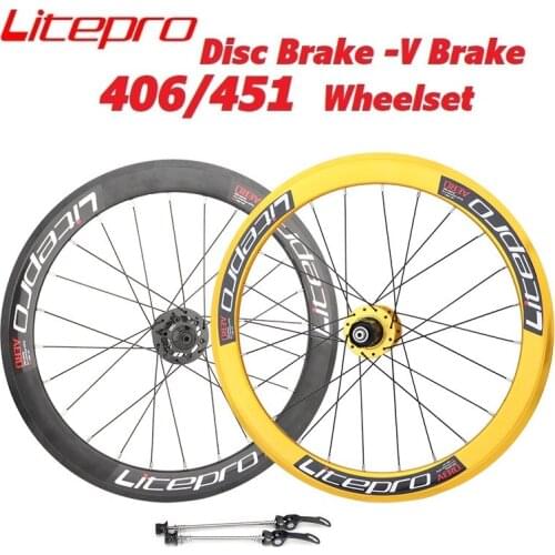 Litepro S42 Folding Bike Wheel Set 406 451 20" Double Wall Rims Disc Brake V Brake Hub 100mm 135mm 8-9-10-11 Speed Wheelset