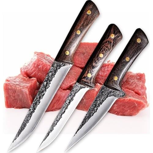3pcs Forged Stainless Steel Boning Knife Chef Knife Bone Knife Fruit Fish Vegetable Butcher Meat Cleaver