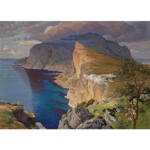 Beautiful Landscape Art Oil Painting on Canvas for Home Decor Islands Landscape with Ocean in Sunset Wall Painting Hand Painted