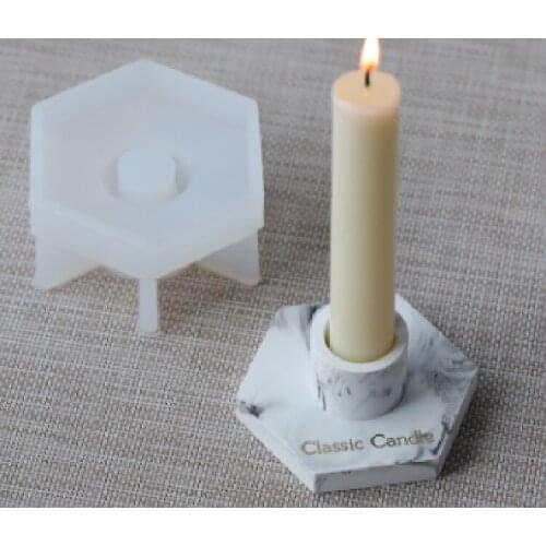 LOVE'N LV289L Hexagonal Candlestick mould marble pattern long Candlestick DIY aromatherapy candle gypsum candlestick