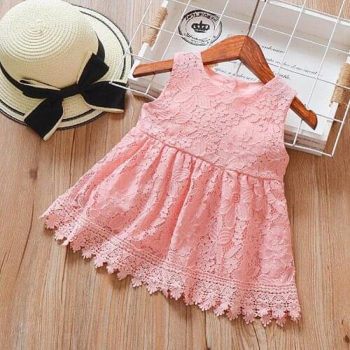 2019 Fashion Kids Girl Dresses Sleeveless Princess Cute Dress O-Neck Flowers Cotton Children Girls Clothing Dresses Summer
