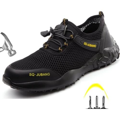 New Mens Summer Breathable Steel Toe Cap Anti Smashing Work Shoes Men Puncture Proof Safety Boots Shoes Anti-Slip Sneakers
