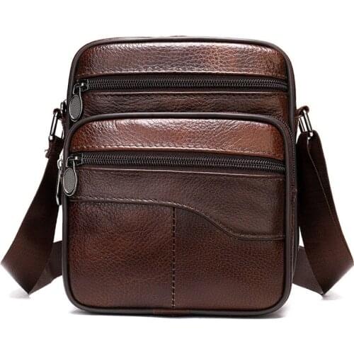Fashion Men Briefcase Cowhide Leather Business Bag Male Vintage Mens Messenger Bag Small Shoulder Bags Crossbody Bags For Men