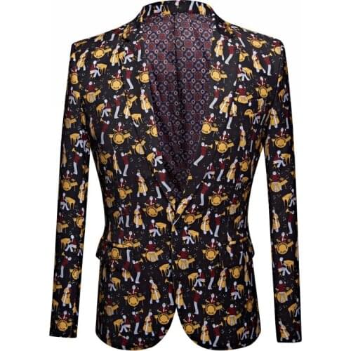 Mens digital printing grooms grooms dress suit performance master s club DJ studio theme suit jacket