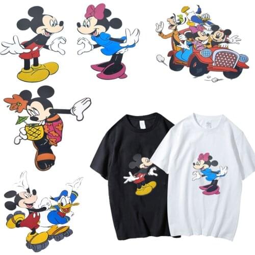 Mickey Minnie Patches Disney Ironing Hot Transfers Clothing Patch T-shirt Pants Clothing Sticker Decration Cute Anime Cartoon