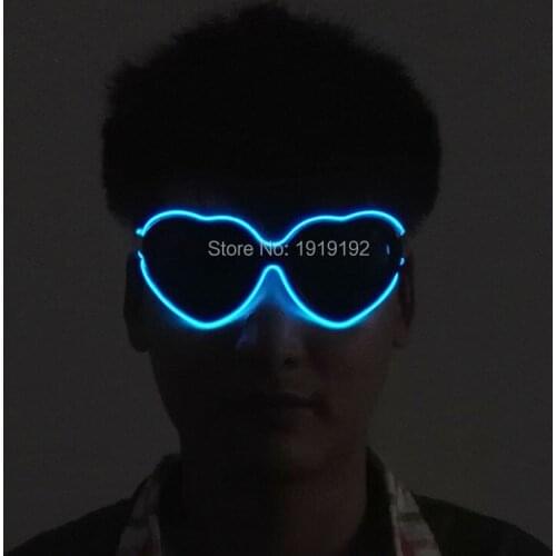 Heart-sharped El Wire Neon LED Light Up Shutter Shaped Glasses For Christmas Haloween Party 10 color select by 3V Driver