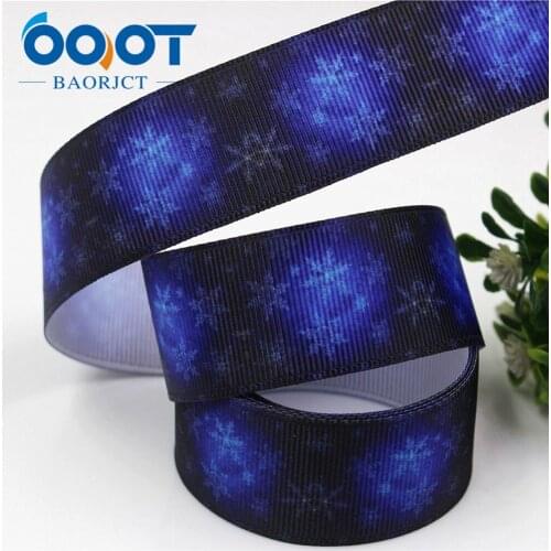 OOOT BAORJCT 1712021 25mm 10 yard snowflake Ribbons Thermal transfer Printed grosgrain Wedding Accessories DIY handmade material