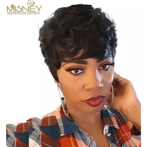 Natural Wavy Bob Wig Full Machine Made Wigs Short Human Hair Wigs For Women Brazilian Remy Hair Wig Free Shipping Natural Black