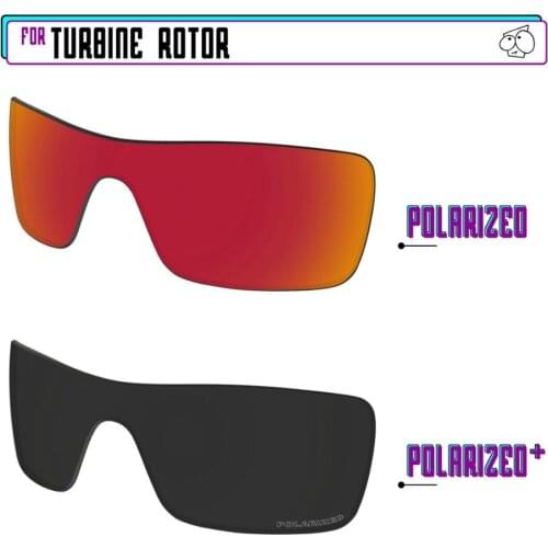 EZReplace Polarized Replacement Lenses for - Oakley Turbine Rotor Sunglasses - Black P Plus-Red P
