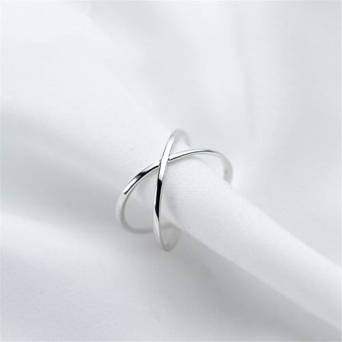 Luxury Brand Silver Color Cross Rings For Woome Girls Simple Design Adjustable Three-dimensional Ring Wedding Party Jewelry A925