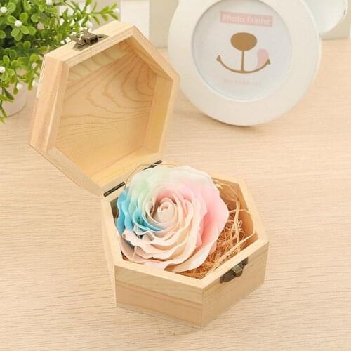 Rose Bath Body Flower Floral Soap Scented Creative Petal Perfumed Soap Wedding Decoration with Wood Box ValentineS Day Gift