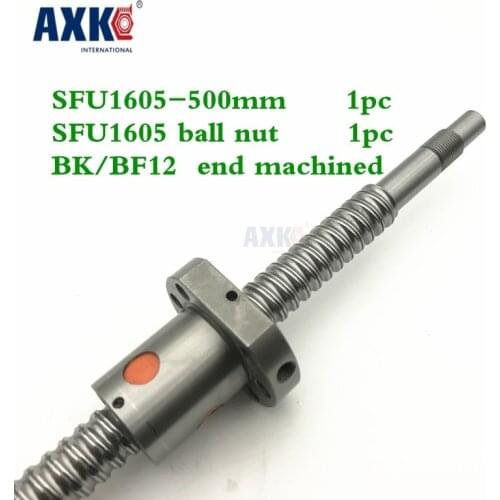 SFU1605 500mm Ball Screw Rolled ballscrew 1 pc SFU1605 L 500mm with 1605 Flange single ball nut for CNC parts BK/BF12 machined