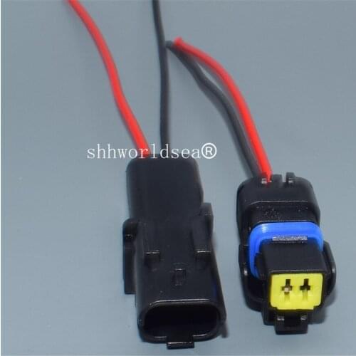 Shhworldsea 1pcs 2 Pin/Way Waterproof Automotive Female Connector Water Temperature Sensor Plug With Wire Pigtail 211PC022S0049