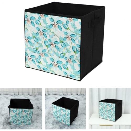 Collapsible Storage Box Space-saving Non Woven Fabric Floral Printed Toys Storage Cube Organizer for Sundries Home Organization