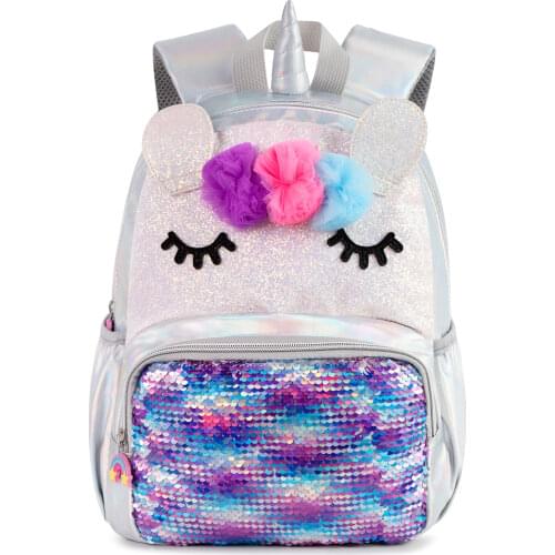 Holographic Mini Unicorn Toddler Bags for Girl Sequins School Backpacks Small Bookbag Hiking Outdoor Water Proof 11inch