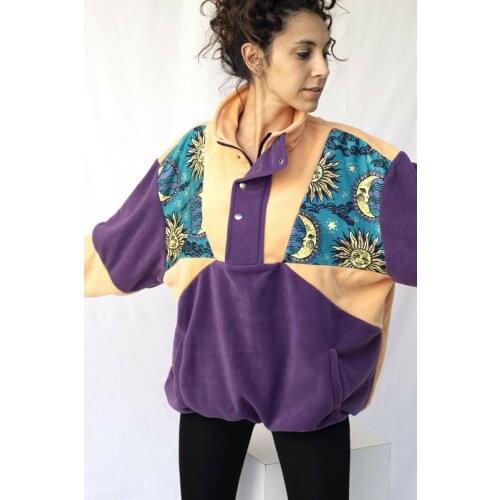 Unisex Oversize Retro Sweatshirt Vintage Sweatshirt Special Edition Sweatshirt Multicolored Sweatshirt Half Zipper Fleece