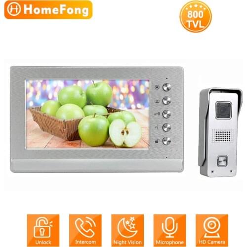HomeFong Intercom for Home Video Door Phone 7 Inch Monitor with 800TVL Waterproof Doorbell Call Panel Entry Security Unlock