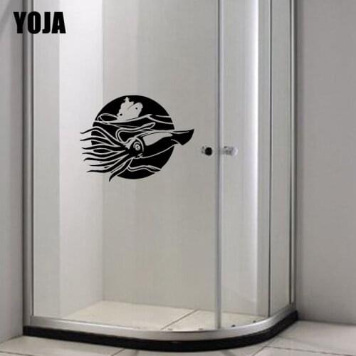 YOJA 20x26.3CM Funny Squid Bathroom Glass Decal Home Room Kitchen Wall Sticker G2-0431