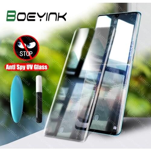 Lamorniea 3D Anti Spy Tempered Glass for Huawei P30 Pro UV Glass screen protector full glue film for huawei mate 20 30 Pro glass