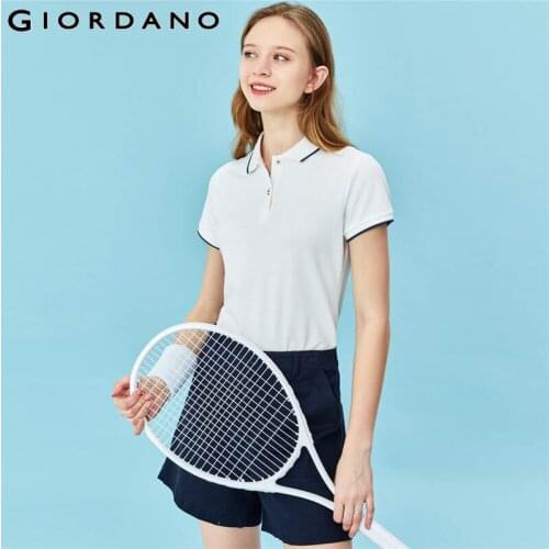 Giordano Women Polos Slim Short Sleeve Pique Polo Shirt Short Sleeves Mesh Structure Summer Casual Polo Shirts 05311399