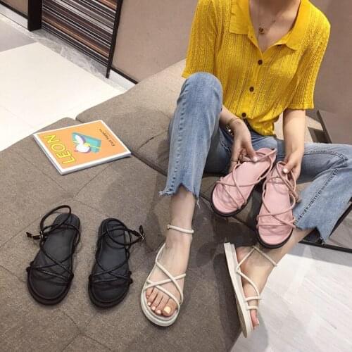 Women Sandals Summer Sandals PU Leather Flat Sandals Female Flip Flop Casual Beach Shoes 2021 Ladies Shoes Outdoor Sandals