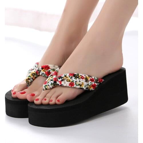 Maple Leaf Leisure With High Heels Women Slipper All-match Fashion 2020 New Out-door Lady Flip-flops Woman Beach Shoes