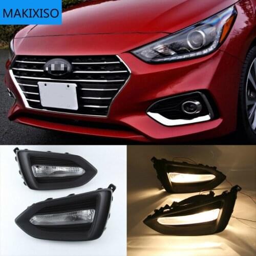 1 Pair Car DRL Lamp Waterproof LED Daytime Running Light Fog lamp cover For Hyundai Solaris Accent 2017 2018 2019