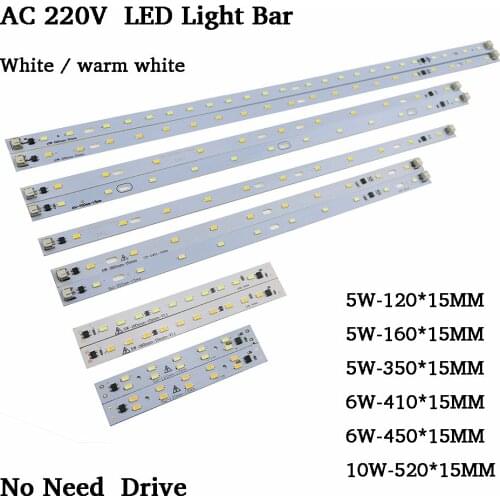 10pcs AC220v LED Light Bar rigid Strip Driverless for T5 T8 Tube, 5w 6w 10w 180-260v SMD5730 led pcb Light Source High Brightnes