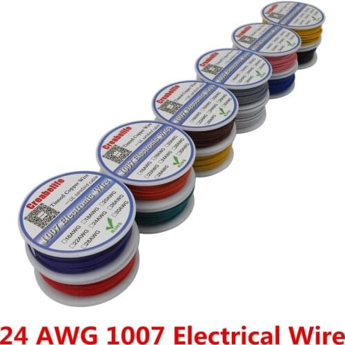 120m UL 1007 24AWG 12 Colors Mixed Spool Package Electrical Wire Cable Line Airline Tinned Copper PCB Wire RoHS Wire