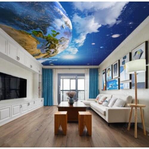 1828 Earth in the Blue Sky Printing stretch ceiling film for workshop ceiling decoration
