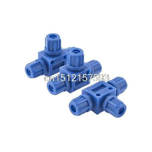 3pcs Pneumatic 6mm to 6mm One Touch Connector T Shape Quick Fitting Blue