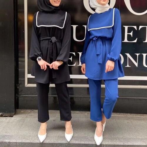 Abaya Turkey Two piece Muslim Sets Hijab Dress Islamic Clothing Abayas For Women musulman Ensembles 2 Pieces set moroccan kaftan