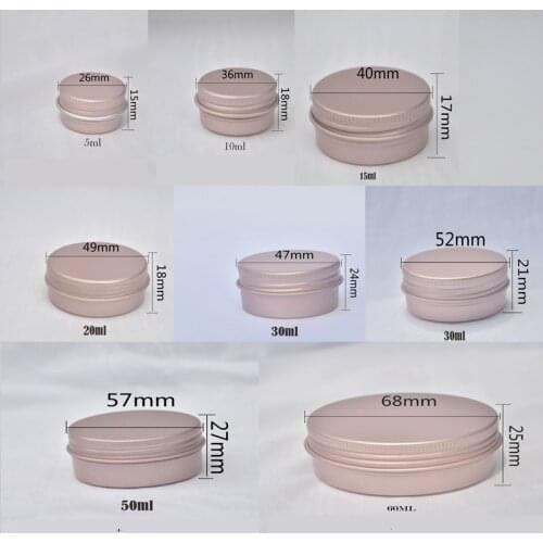 20pcs/lot aluminum jar 5g 10g 15g 30g 50g 60g,metal cream jar rose gold aluminum tin metal Threaded cosmetic container ZKH89