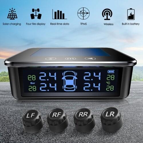AN-11 Solar Car TPMS Touch Switch Auto Tire Pressure Monitoring Tyre Temperature Alarm Warning System