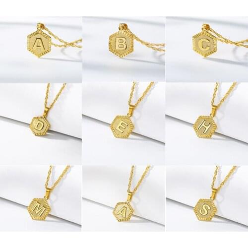 A-Z Letter Hexagon Initial Anklets For Women Gold Stainless Steel Ankle Bracelet On The Leg Female Foot Chain Anklet Jewelry