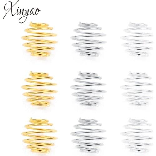 XINYAO 50pcs/lot Gold Rhodium Color Spring Beads Hollow Crimp Beads DIY Jewelry Making Accessories Findings F2028