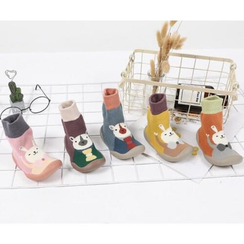 Baby Toddler Rabbit Color MIX Shoes Non-Slip Anti-Off Foot Floor Knitted Socks First Walker 5Size Q3 KeDing
