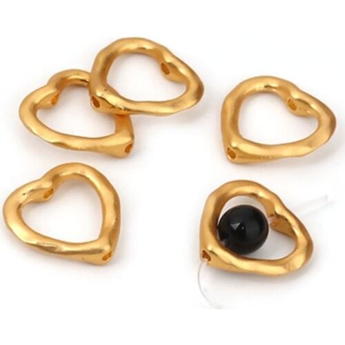 DoreenBeads Fashion Zinc Based Alloy Beads Frames Oval Circle Heart Matt Gold Color Jewelry DIY Findings Components, 10 PCs