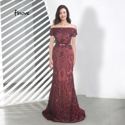 Finove Prom Dress Long 2020 New Reflective Dress Off The Should Backless Woman Dress Formal Gown Plus Size Vestido De Noche