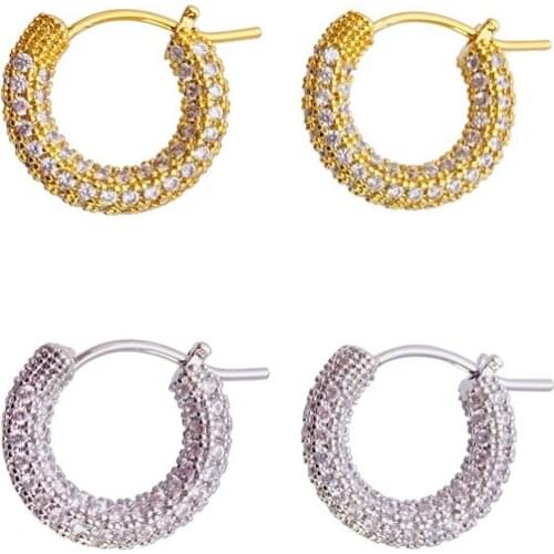 French micro-inlaid zircon hoop earrings retro earrings female European and American vintage earrings mini earrings