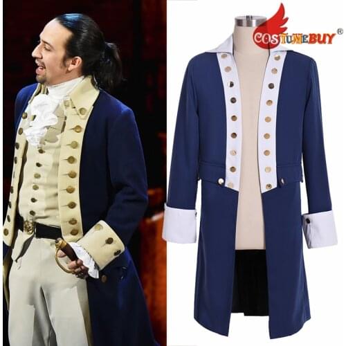 Costumebuy Musical Hamilton Costume Alexander Hamilton Cosplay civil war Men Coat Medieval Jacket custom made Uniform Halloween
