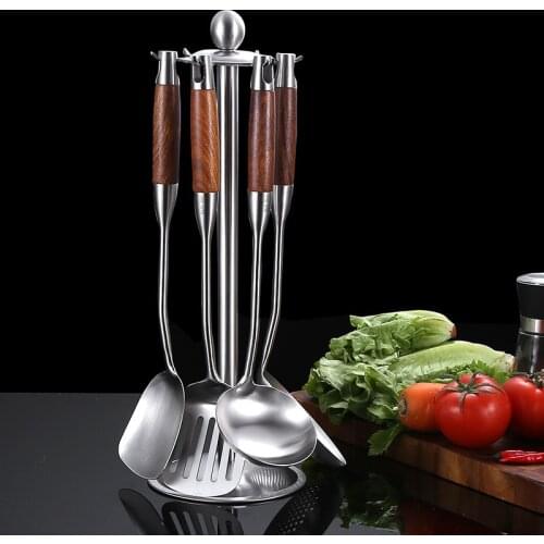 Stainless Steel Spatula and Soup Spoon Spatula Colander Anti-Scald Insulation Four-Piece Kitchen Set Kitchen Cooking Set