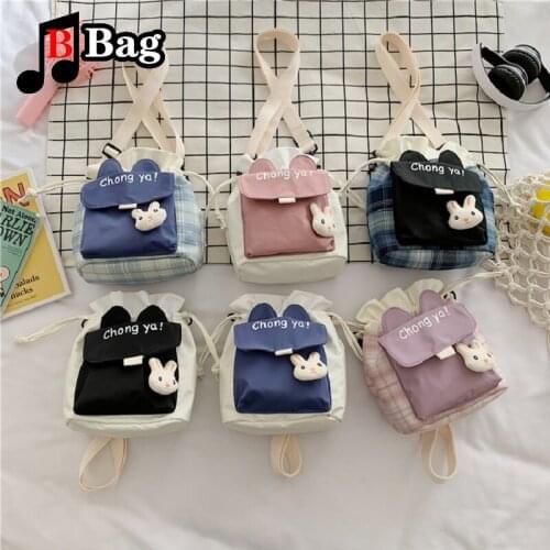 Fashion canvas womens bag portable slant cross bag simple and chic rabbit Bucket Bag Zipper Messenger Bag Main Women