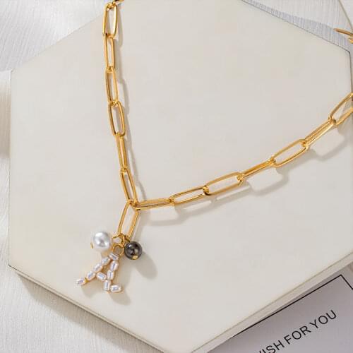 Fashion Party Vintage Pearl Necklaces For Women Gold Metal Statement Geometric Necklaces 2021 Trend New Female Modern Jewelry