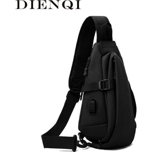 DIENQI Thin Man Cross Body Backpack Men Sling Bag USB Boys Cycling Sports Travel Versatile Fashion Bag Student School University