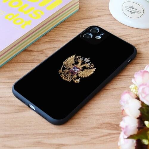 For iPhone Russian Coat Of Arms Print Soft Matt Apple iPhone Case 6 7 8 11 12 Plus Pro X XR XS MAX SE