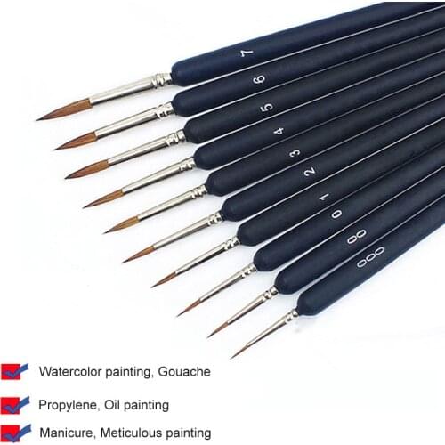 10 Pcs Gouache Watercolor Paint Brush Pen Oil Painting Supplies Artists Brushes Weasel Hair Sketched Lines Tool Kit DIY craft